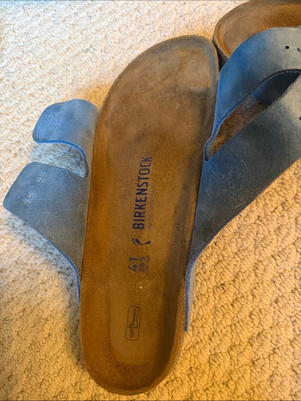 Birkenstock Sky Blue Suede Arizona Sandals - Picture 4 of 12